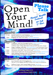 UCD OPEN your Mind events poster